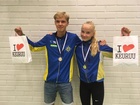 Aleksi ja Ilona Lohtander kultamitalit kaulassa Keuruulla.
